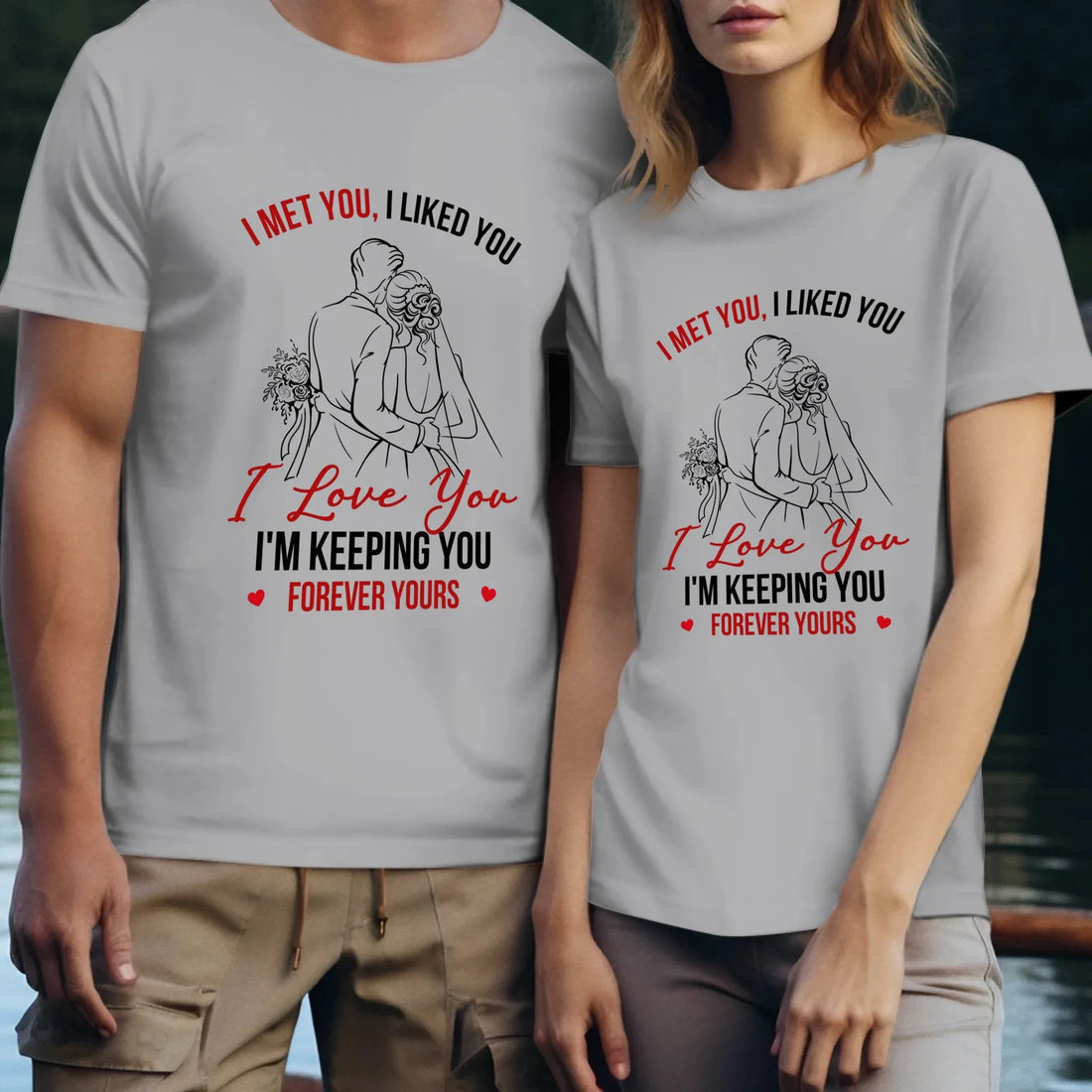 I Met You, Wedding Art Sketch - Personalized Gifts For Couples - Unisex T-Shirt