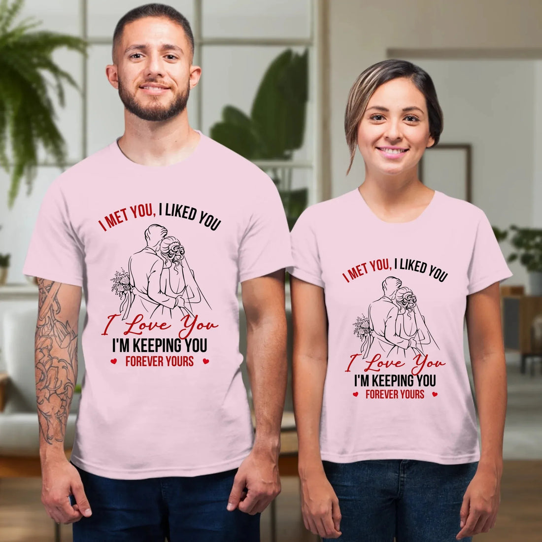 I Met You, Wedding Art Sketch - Personalized Gifts For Couples - Unisex T-Shirt