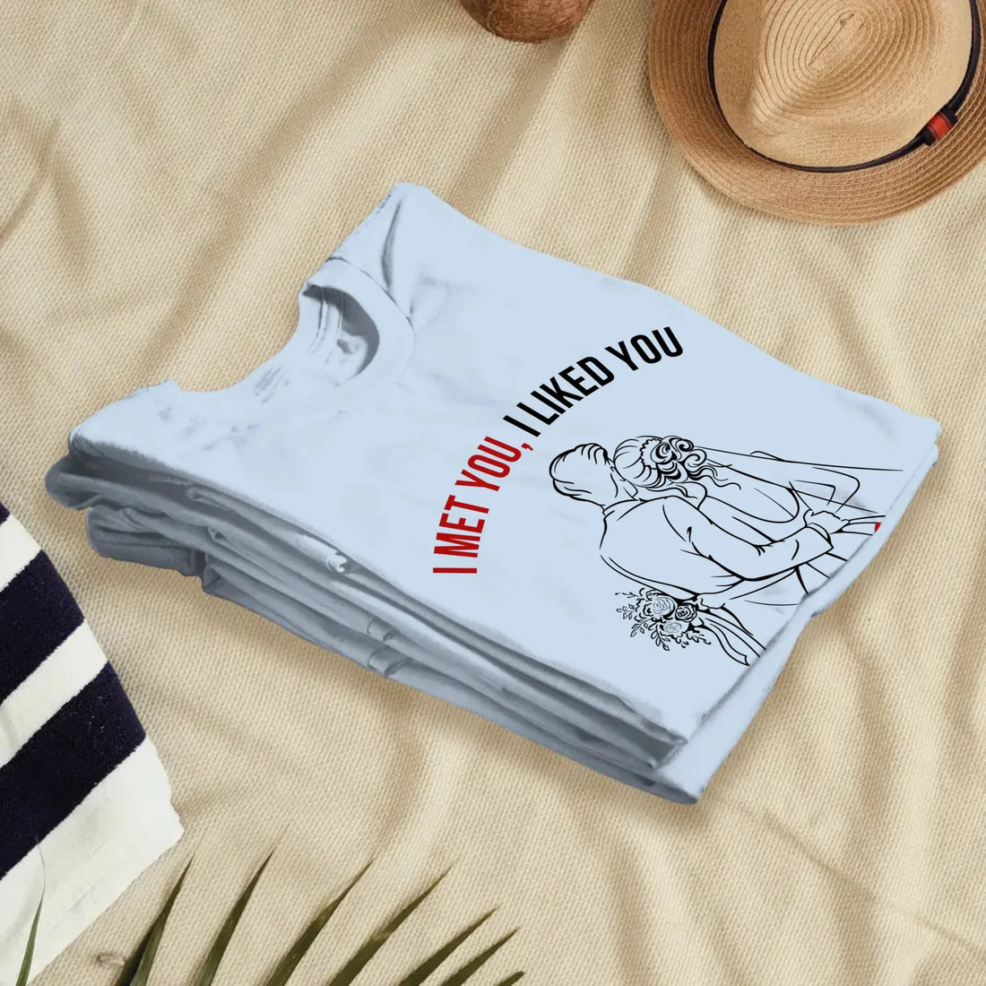 I Met You, Wedding Art Sketch - Personalized Gifts For Couples - Unisex T-Shirt