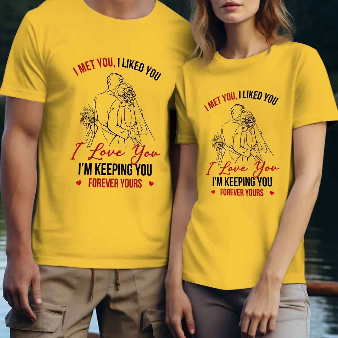 I Met You, Wedding Art Sketch - Personalized Gifts For Couples - Unisex T-Shirt