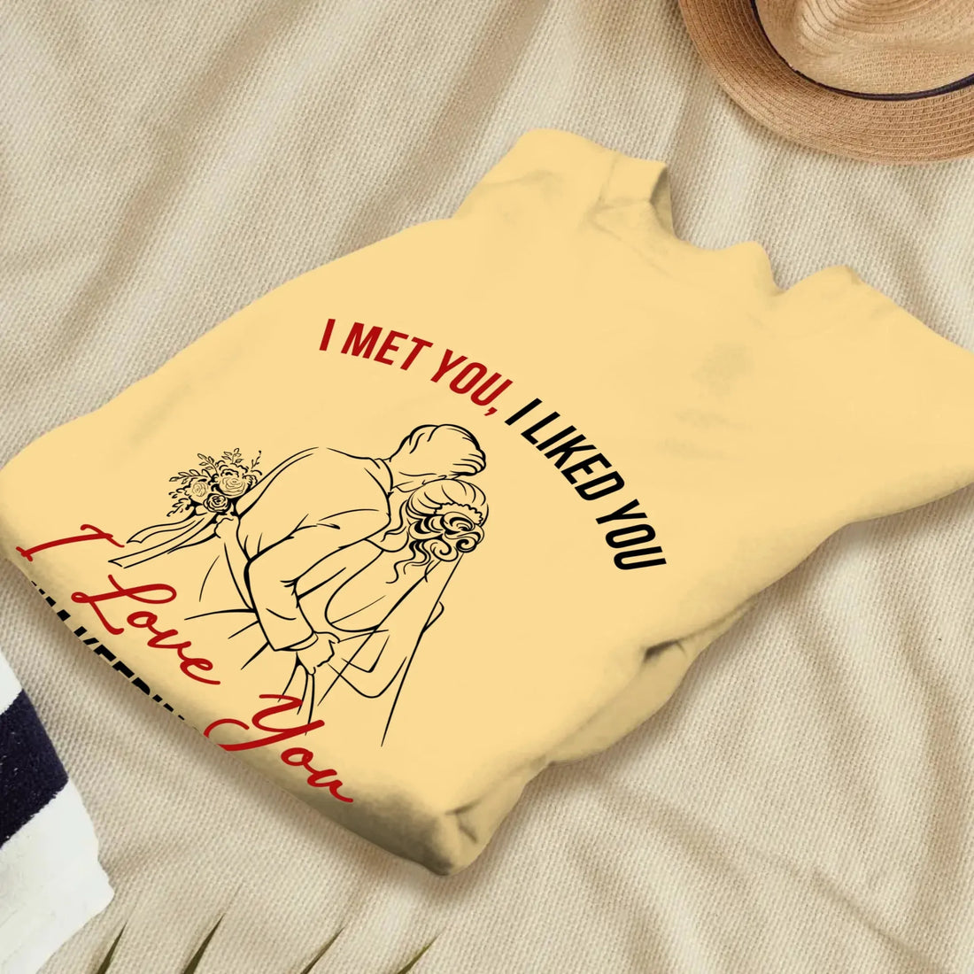 I Met You, Wedding Art Sketch - Personalized Gifts For Couples - Unisex Sweater