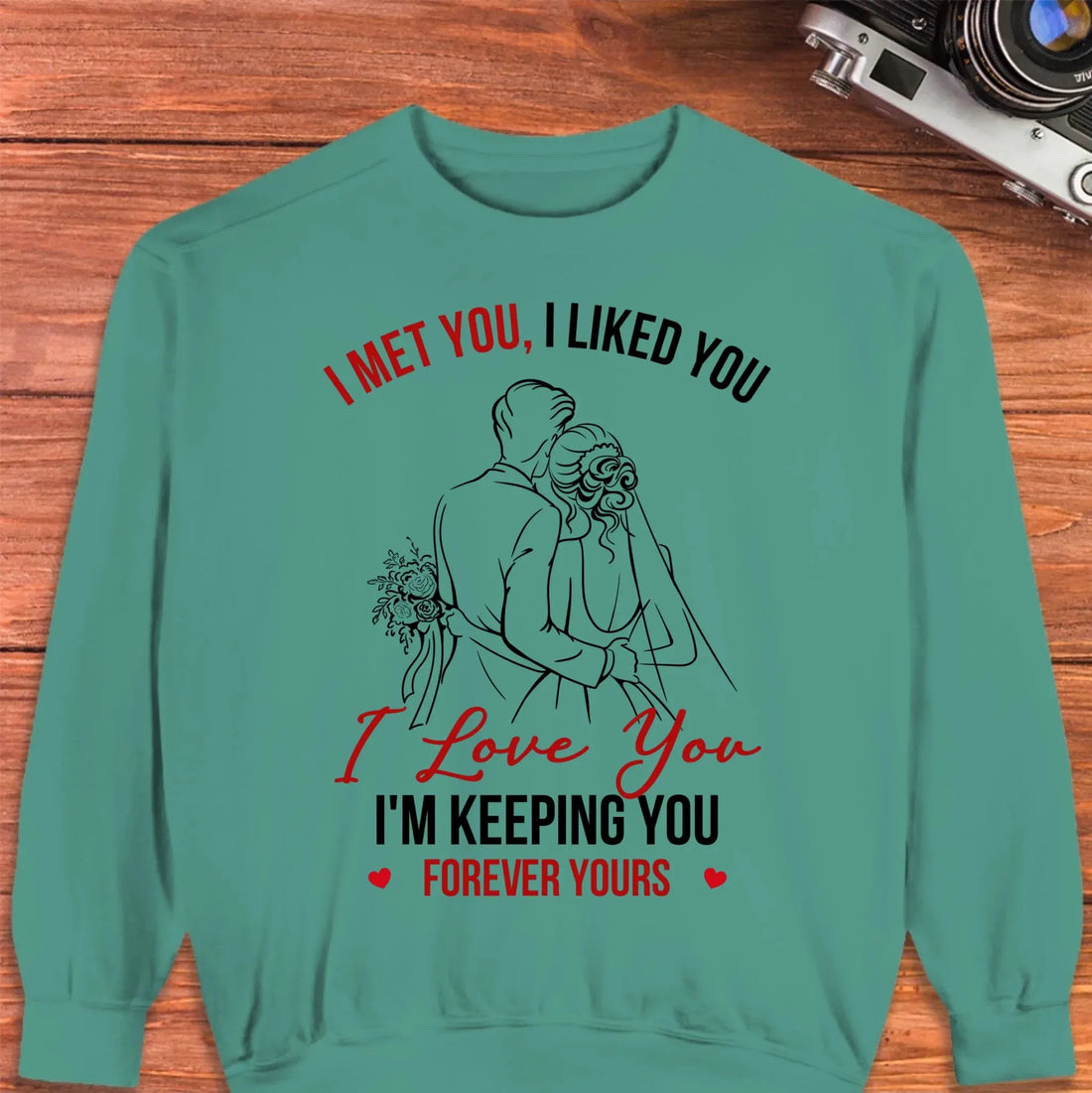 I Met You, Wedding Art Sketch - Personalized Gifts For Couples - Unisex Sweater