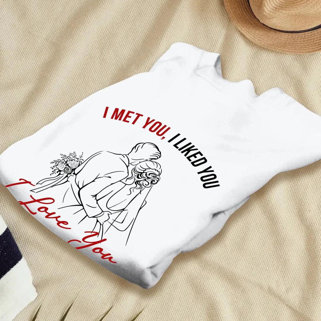 I Met You, Wedding Art Sketch - Personalized Gifts For Couples - Unisex Sweater