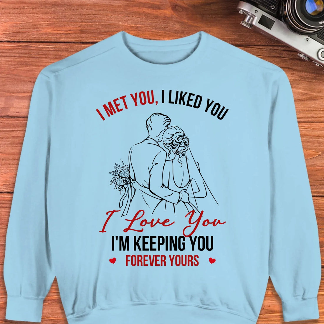 I Met You, Wedding Art Sketch - Personalized Gifts For Couples - Unisex Sweater