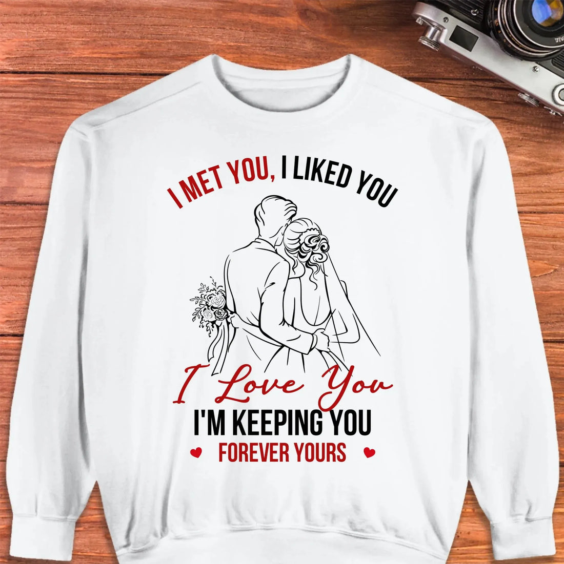 I Met You, Wedding Art Sketch - Personalized Gifts For Couples - Unisex Sweater