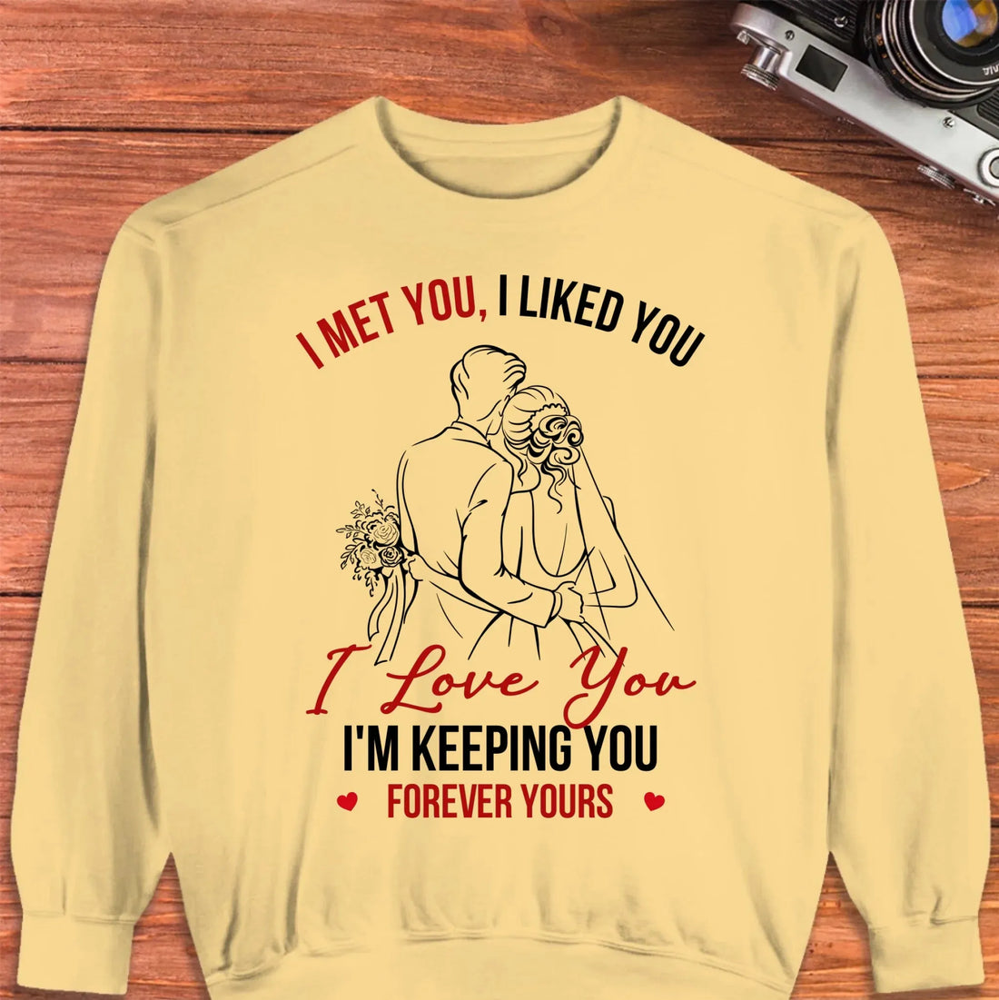 I Met You, Wedding Art Sketch - Personalized Gifts For Couples - Unisex Sweater