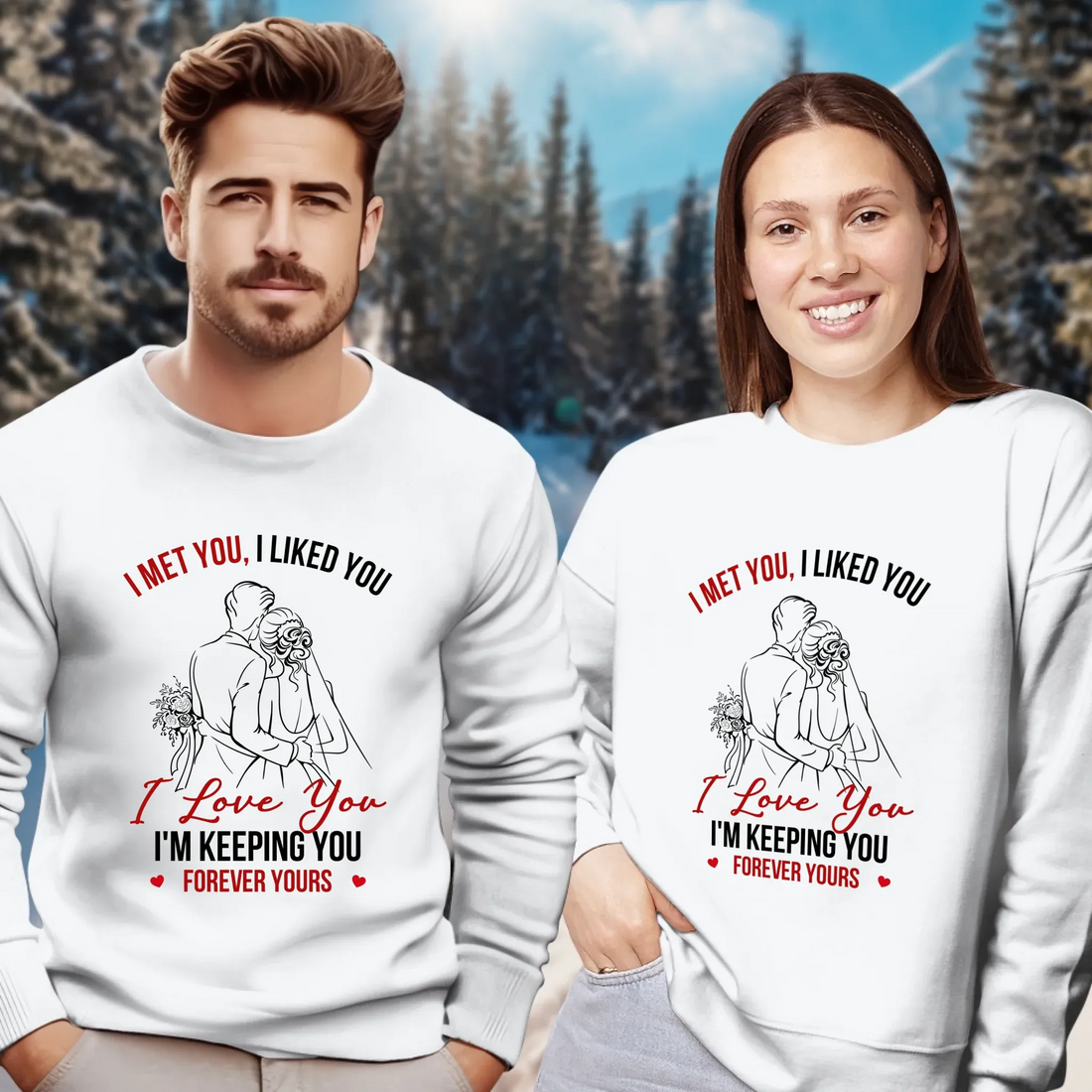 I Met You, Wedding Art Sketch - Personalized Gifts For Couples - Unisex Sweater