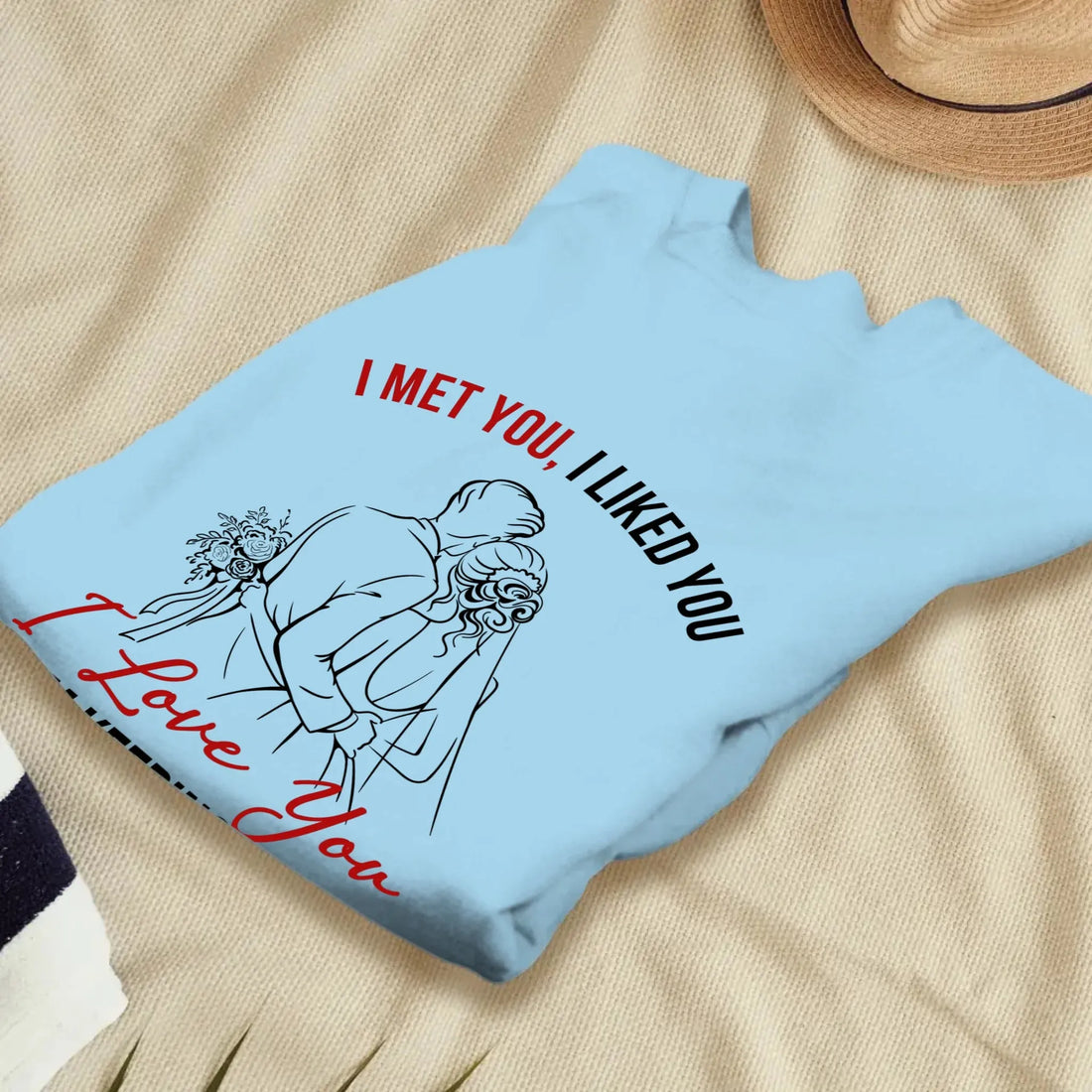 I Met You, Wedding Art Sketch - Personalized Gifts For Couples - Unisex Sweater