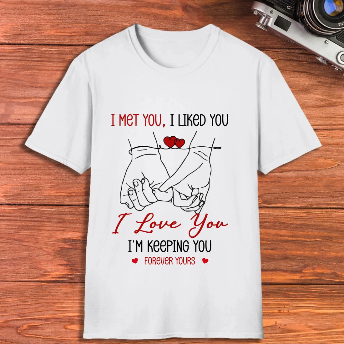 I Met You, Pinky Finger Sketch - Personalized Gifts For Couples - Unisex T-Shirt