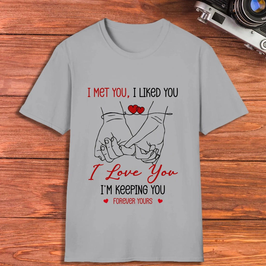 I Met You, Pinky Finger Sketch - Personalized Gifts For Couples - Unisex T-Shirt