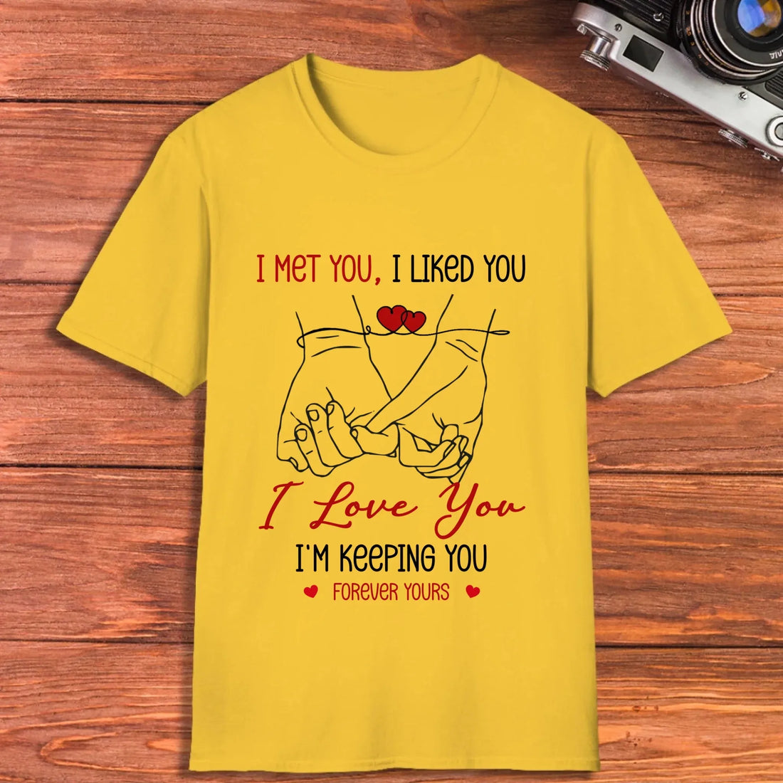 I Met You, Pinky Finger Sketch - Personalized Gifts For Couples - Unisex T-Shirt