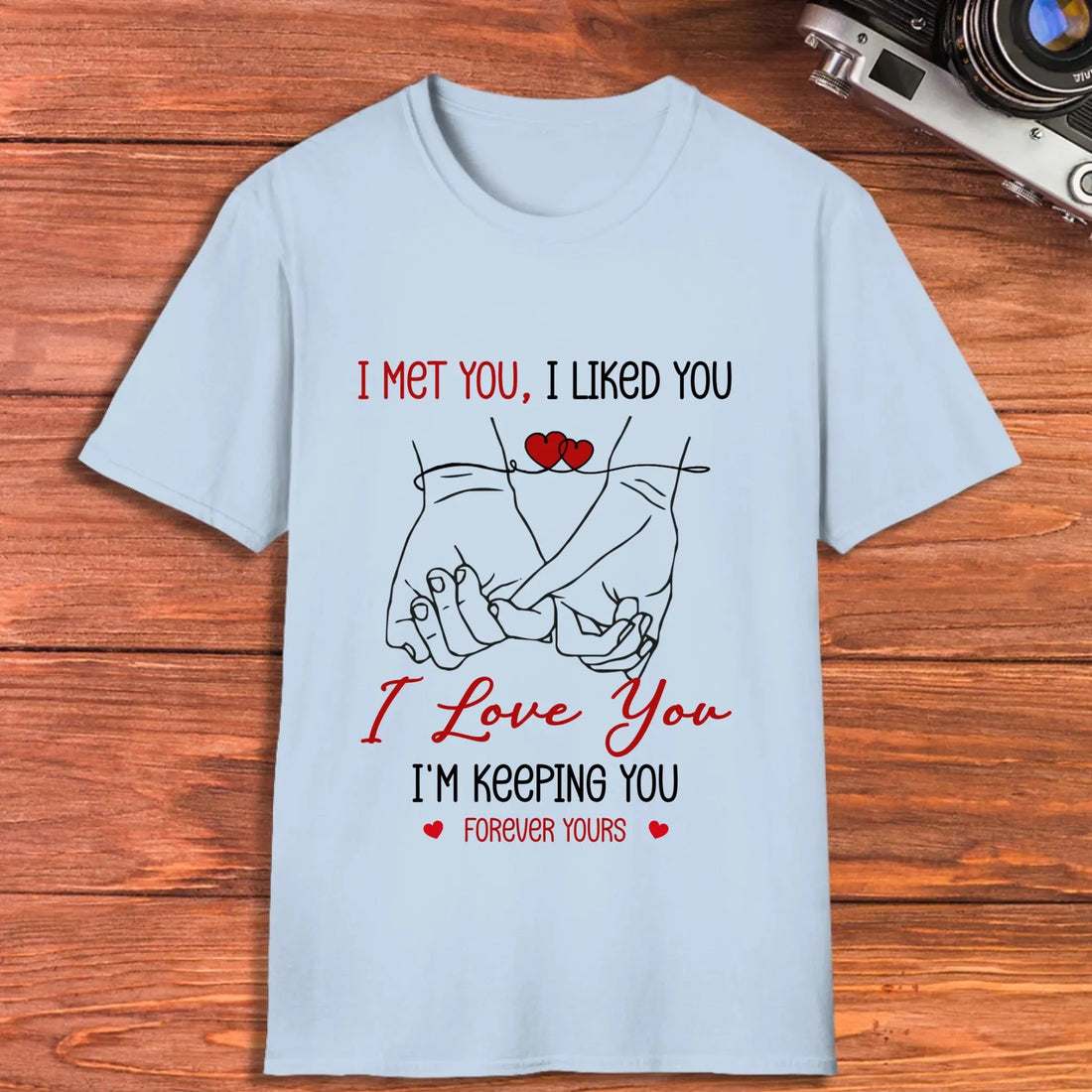 I Met You, Pinky Finger Sketch - Personalized Gifts For Couples - Unisex T-Shirt