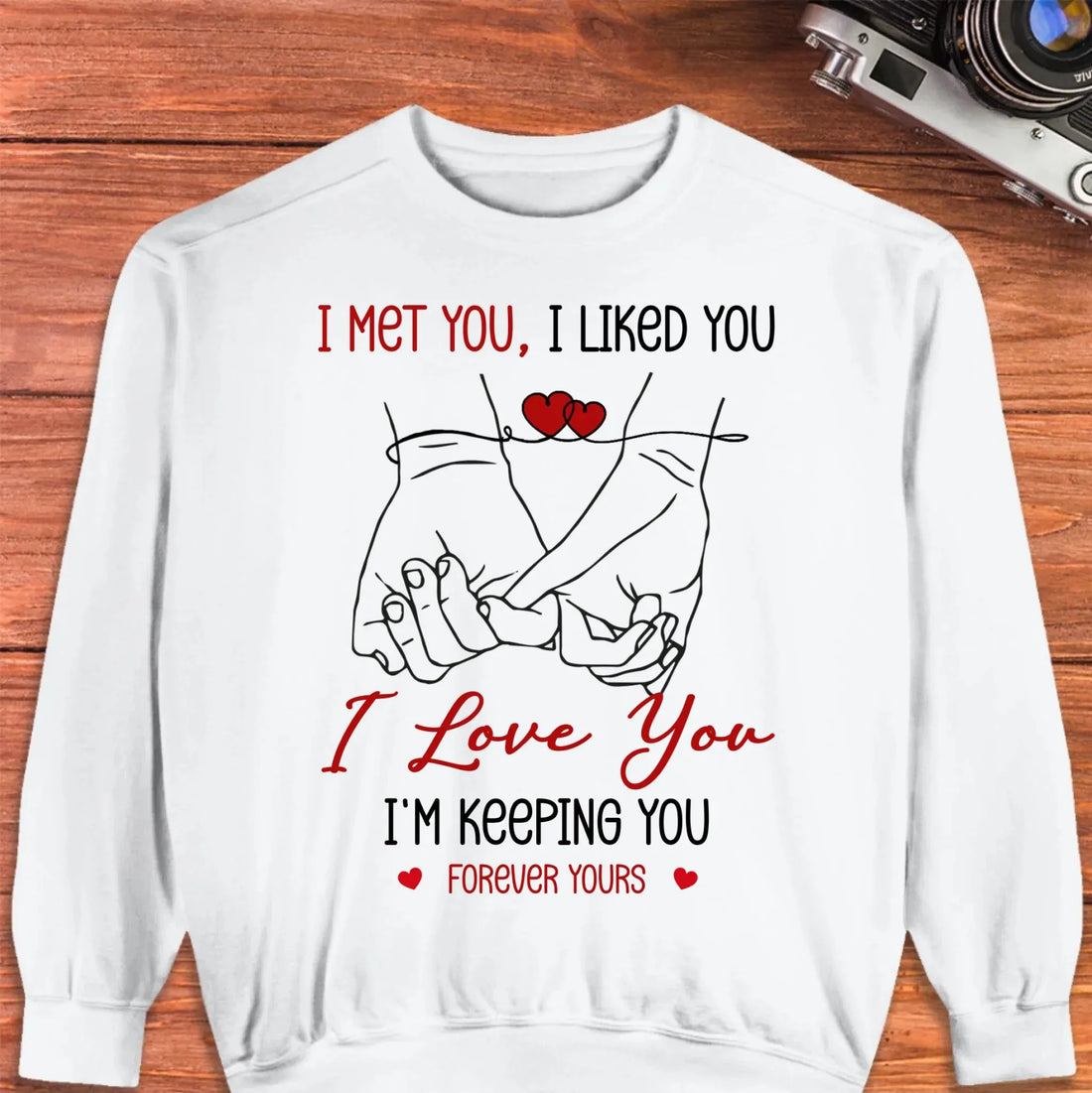 I Met You, Pinky Finger Sketch - Personalized Gifts For Couples - Unisex Sweater