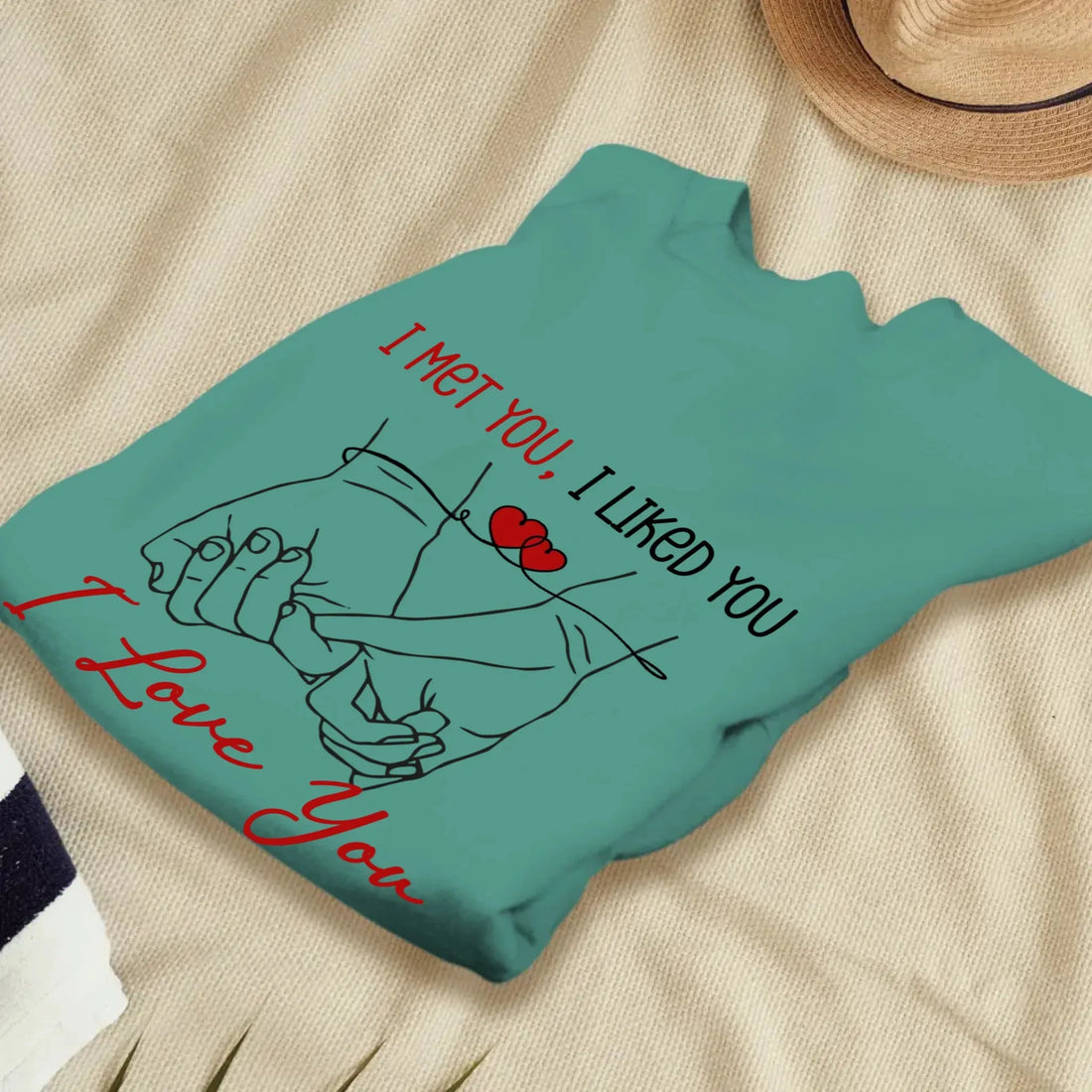 I Met You, Pinky Finger Sketch - Personalized Gifts For Couples - Unisex Sweater