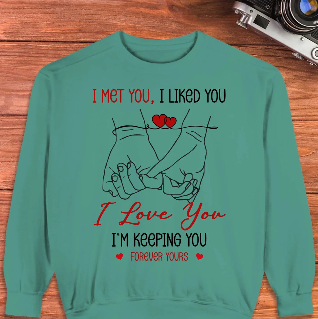 I Met You, Pinky Finger Sketch - Personalized Gifts For Couples - Unisex Sweater