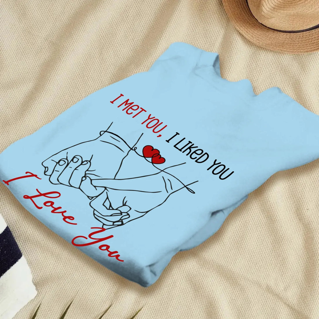 I Met You, Pinky Finger Sketch - Personalized Gifts For Couples - Unisex Sweater