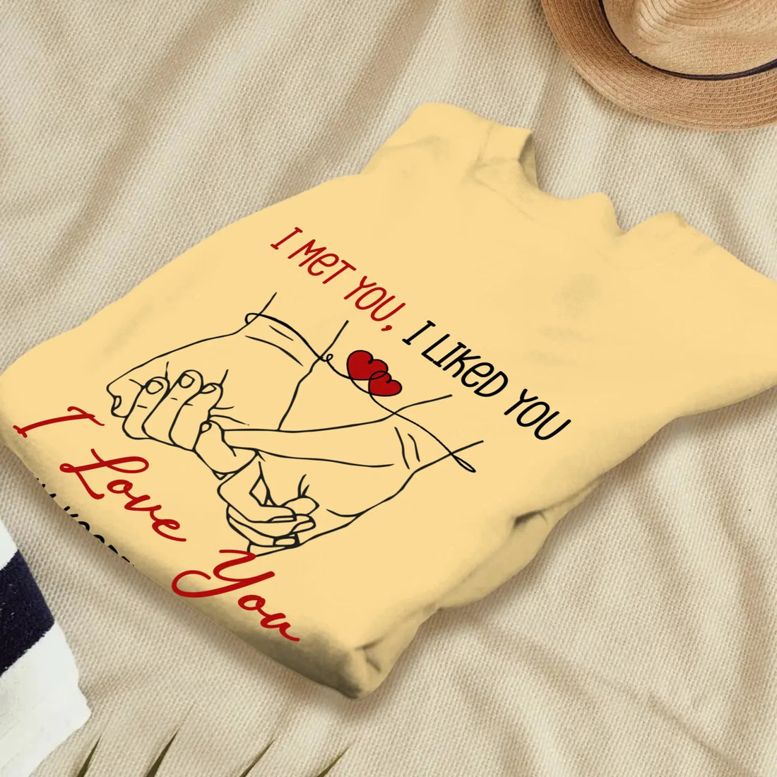 I Met You, Pinky Finger Sketch - Personalized Gifts For Couples - Unisex Sweater