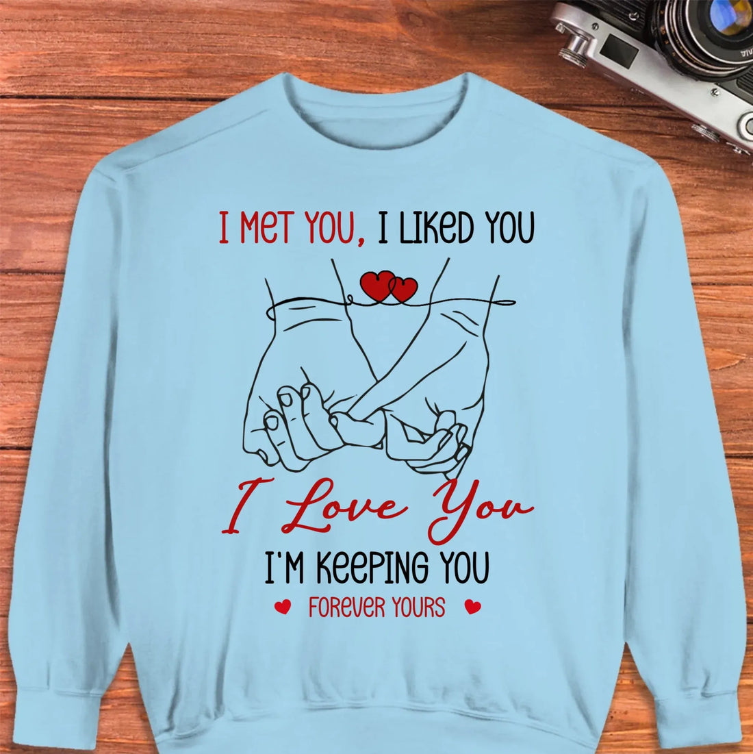 I Met You, Pinky Finger Sketch - Personalized Gifts For Couples - Unisex Sweater