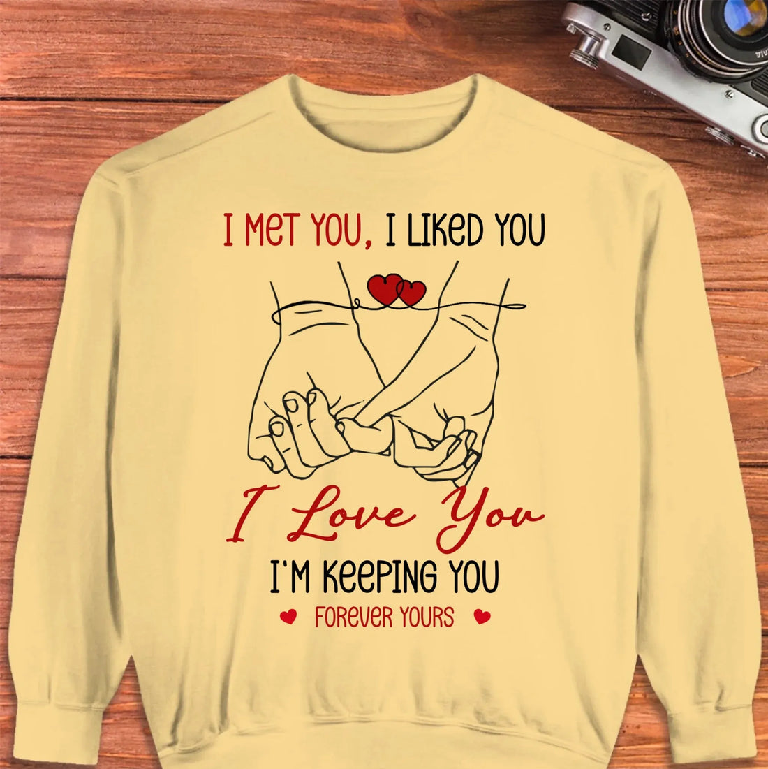 I Met You, Pinky Finger Sketch - Personalized Gifts For Couples - Unisex Sweater