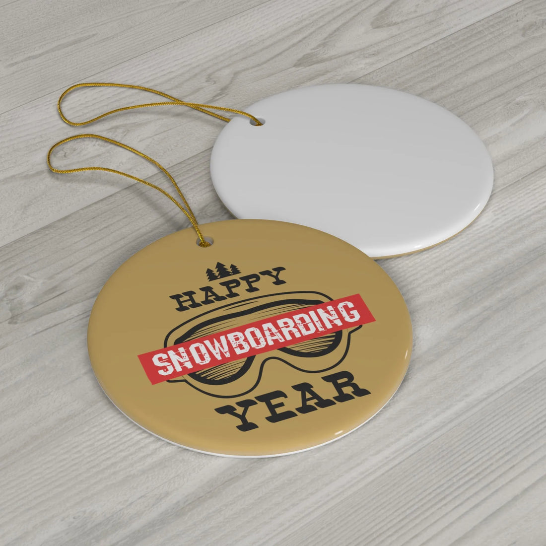 Happy Snowboarding Year - Ceramic Ornament, 2 Shapes