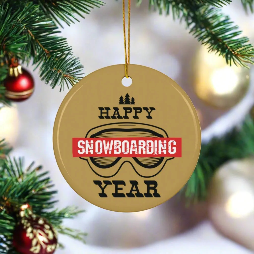 Happy Snowboarding Year - Ceramic Ornament, 2 Shapes