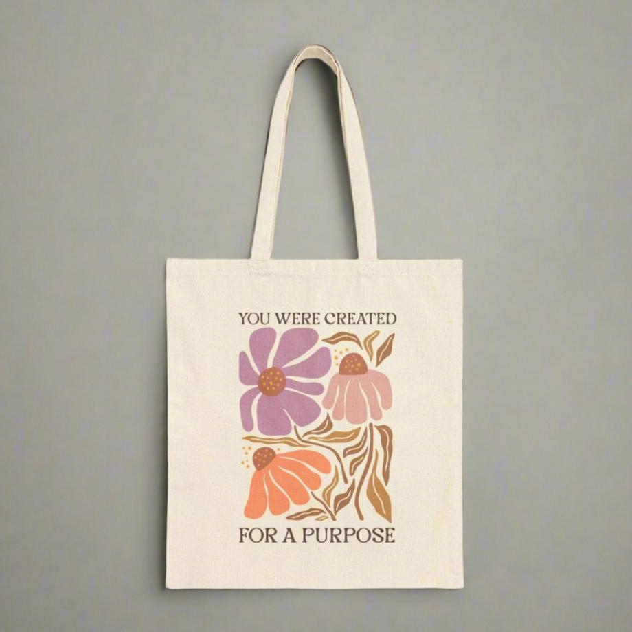 You Are Created For Purposed Cotton Canvas Tote Bag