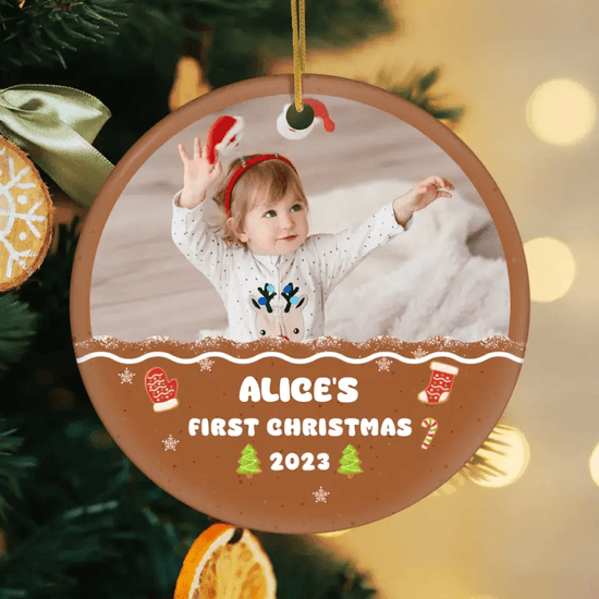Baby First Christmas 2023 - Custom Photo - Personalized Gifts For Baby - Glass Ornament from PrintKOK costs $ 23.99