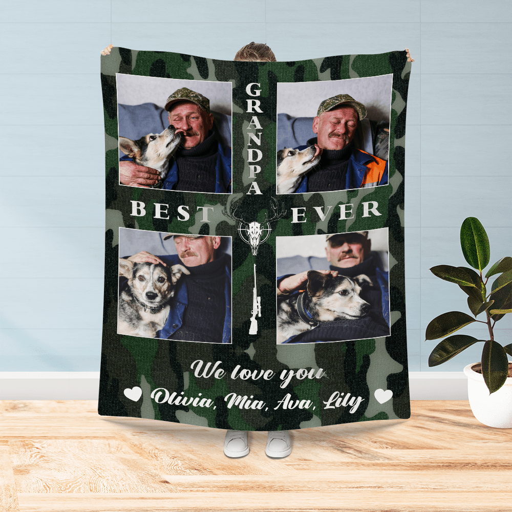 Best Grandpa Ever - Custom Photo - Personalized Gifts For Grandpa - Velveteen Plush Blanket from PrintKOK costs $ 47.99