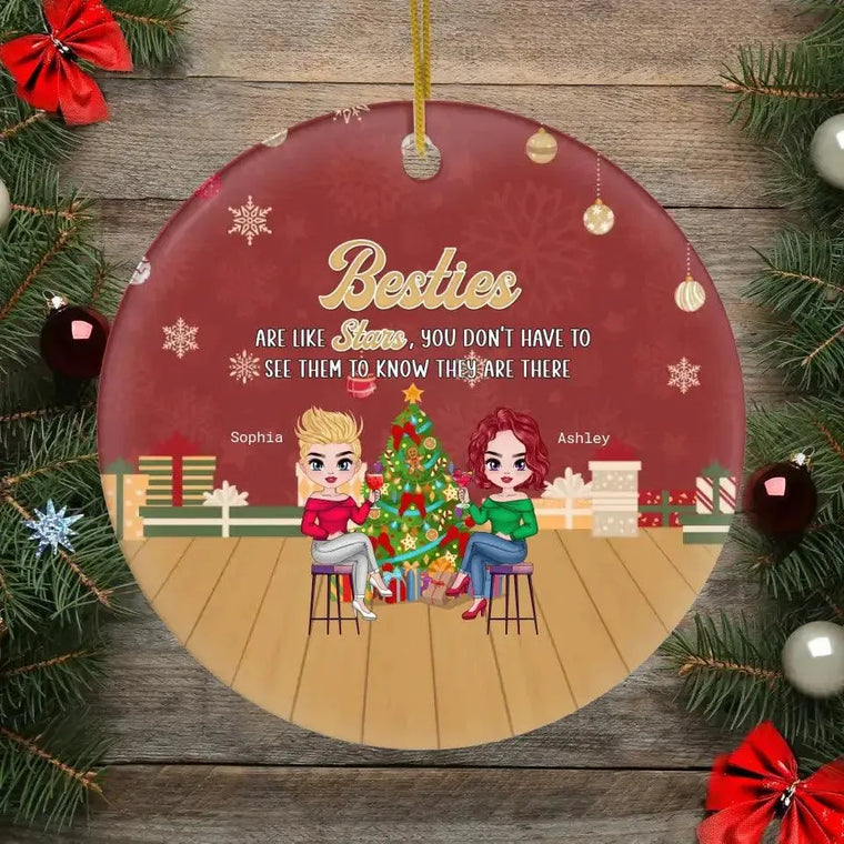 Besties Are Like Stars - Custom Character - Personalized Gifts For Besties - Ceramic Ornament from PrintKOK costs $ 23.99