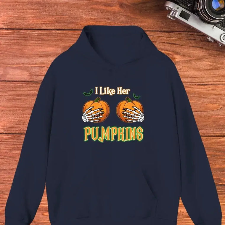 Broomstick & Pumpkins - Custom Pumpkin - Personalized Gifts For Couple - Hoodie from PrintKOK costs $ 51.99