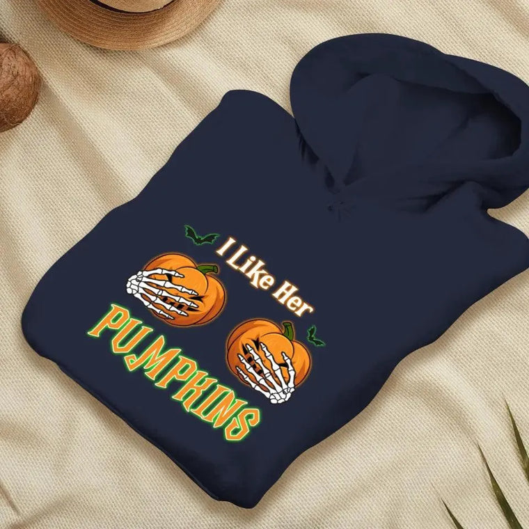 Broomstick & Pumpkins - Custom Pumpkin - Personalized Gifts For Couple - Hoodie from PrintKOK costs $ 51.99