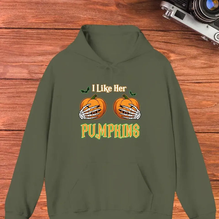 Broomstick & Pumpkins - Custom Pumpkin - Personalized Gifts For Couple - Hoodie from PrintKOK costs $ 51.99