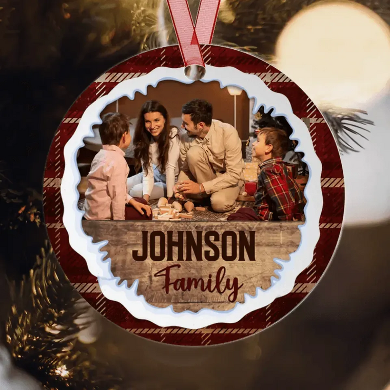 Christmas Family - Custom Photo - Personalized Gifts For Family - Metal Ornament from PrintKOK costs $ 19.99