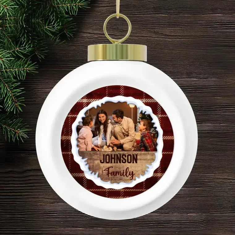 Christmas Family - Custom Photo - Personalized Gifts For Family - Metal Ornament from PrintKOK costs $ 19.99