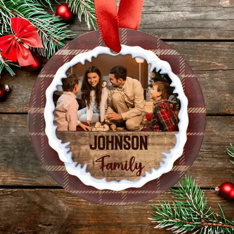 Christmas Family - Custom Photo - Personalized Gifts For Family - Metal Ornament from PrintKOK costs $ 19.99