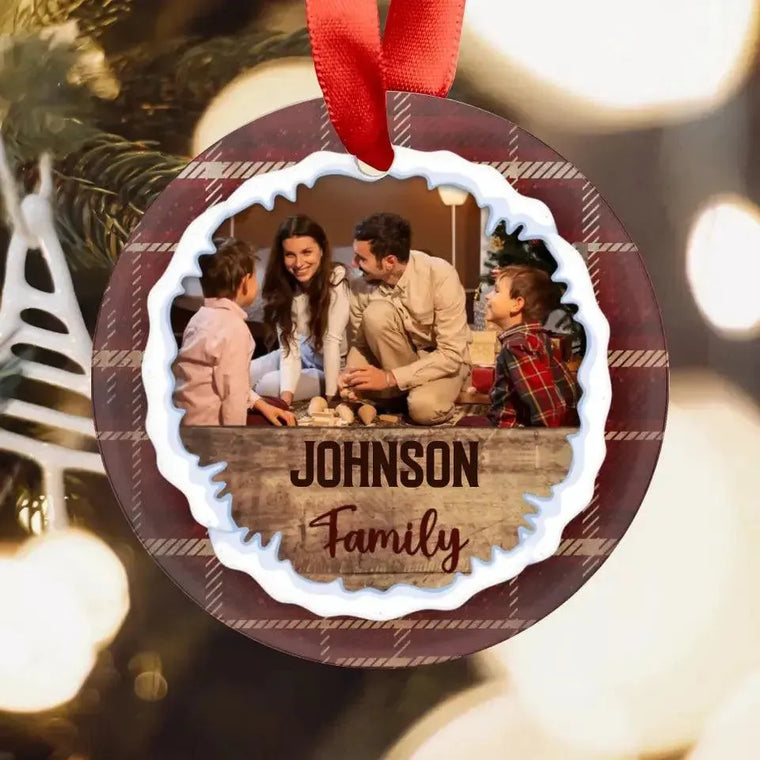 Christmas Family - Custom Photo - Personalized Gifts For Family - Metal Ornament from PrintKOK costs $ 19.99