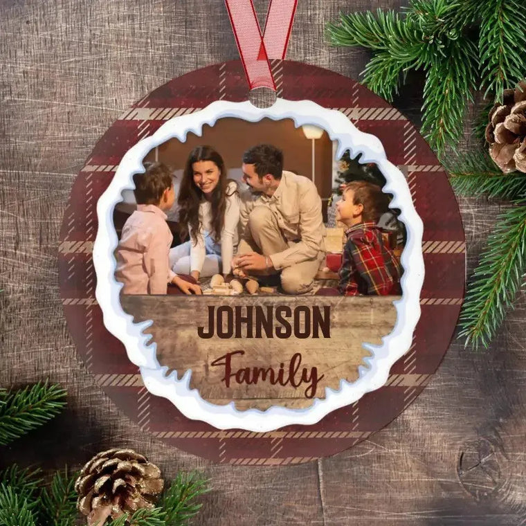 Christmas Family - Custom Photo - Personalized Gifts For Family - Metal Ornament from PrintKOK costs $ 19.99