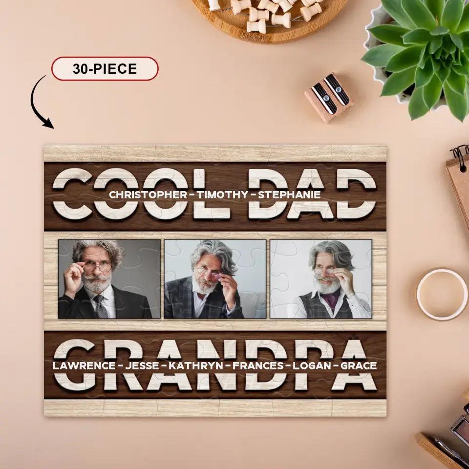 Cool Dad And Grandpa - Custom Photo - Personalized Gifts For Grandpa - Jigsaw Puzzle from PrintKOK costs $ 28.99