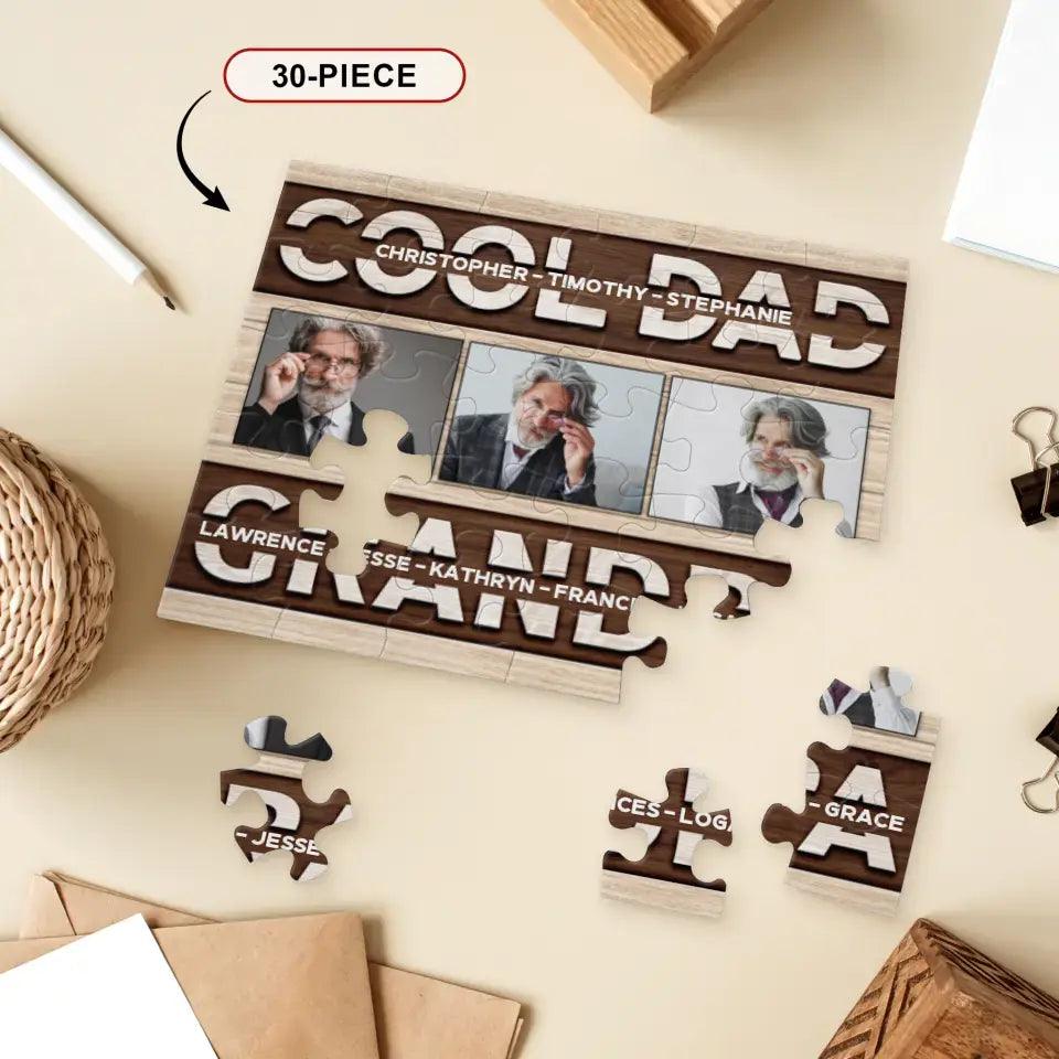 Cool Dad And Grandpa - Custom Photo - Personalized Gifts For Grandpa - Jigsaw Puzzle from PrintKOK costs $ 28.99