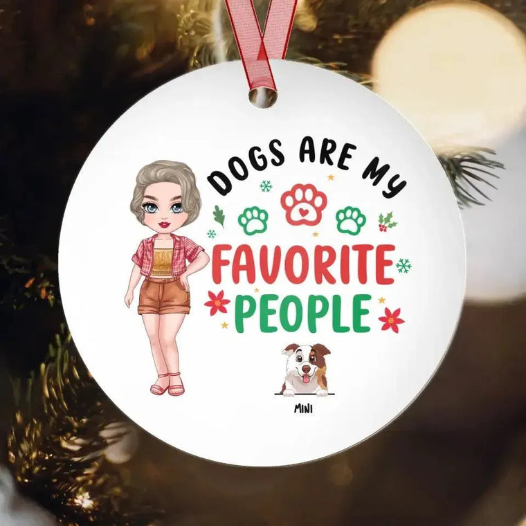 Dog Is My Favorite People - Custom Name - Personalized Gifts For Dog Lovers - Glass Ornament from PrintKOK costs $ 26.99