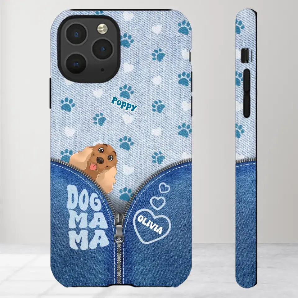 Dog Mom Jean - Custom Name - Personalized Gifts for Dog Lovers - iPhone Tough Phone Case from PrintKOK costs $ 29.99