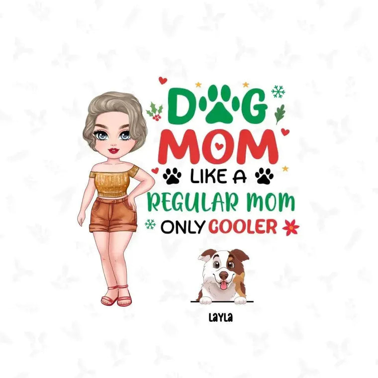 Dog Mom Like A Regular Mom Only Cooler - Custom Name - Personalized Gifts For Dog Lovers - Glass Ornament from PrintKOK costs $ 26.99