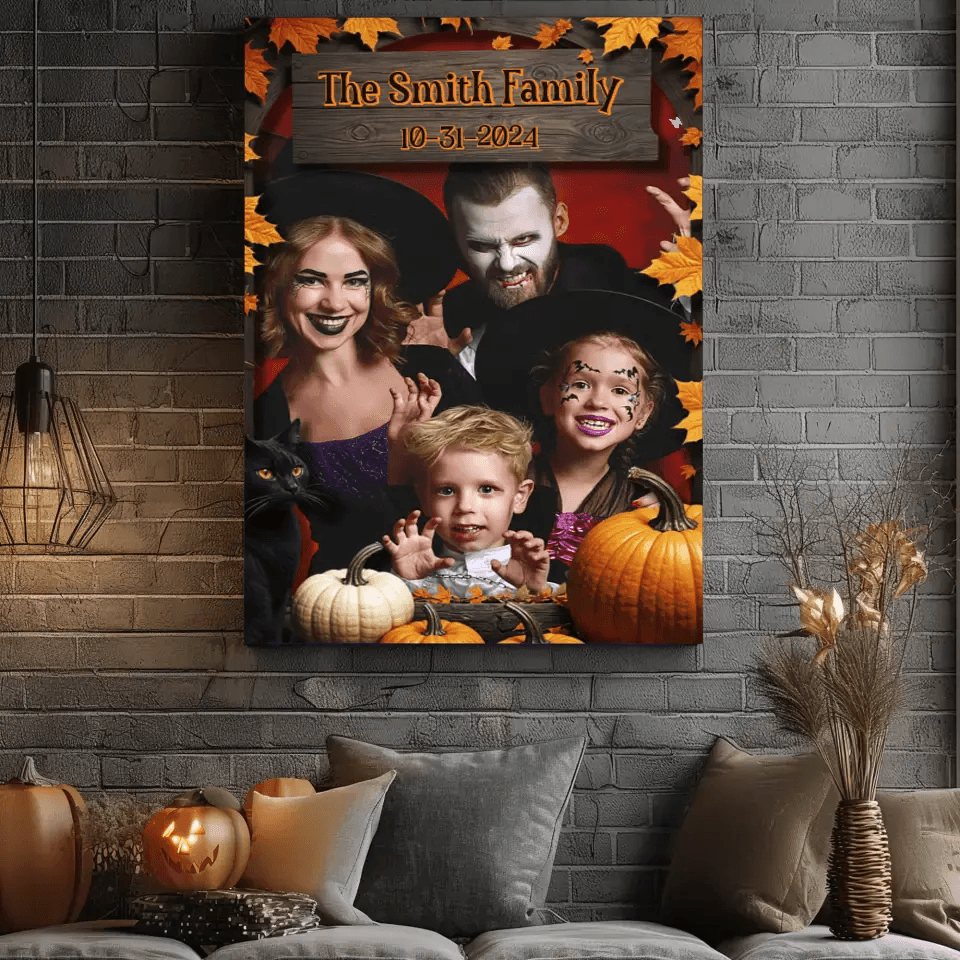 Family Halloween Pumpkin - Custom Photo - Personalized Gifts For Family - Canvas Gallery Wraps from PrintKOK costs $ 24.99