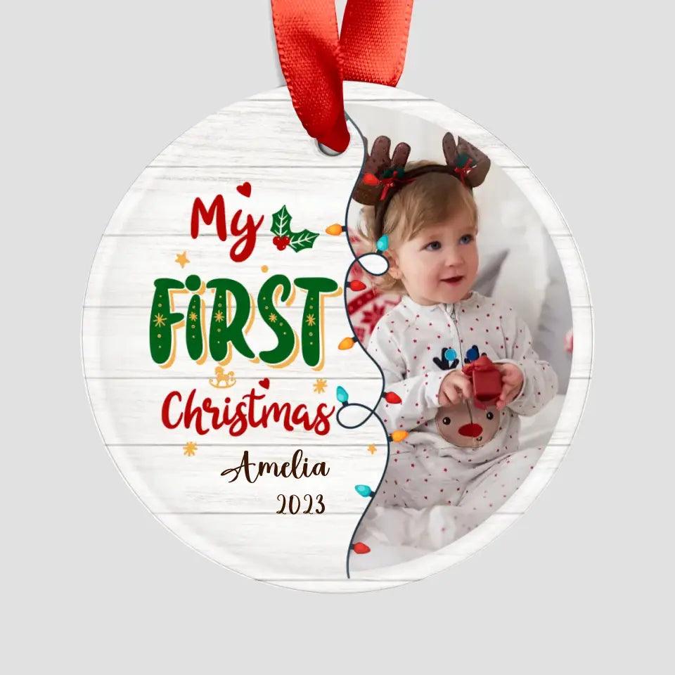First Christmas - Custom Photo - Personalized Gifts For Baby - Christmas Ball Ornament from PrintKOK costs $ 23.99