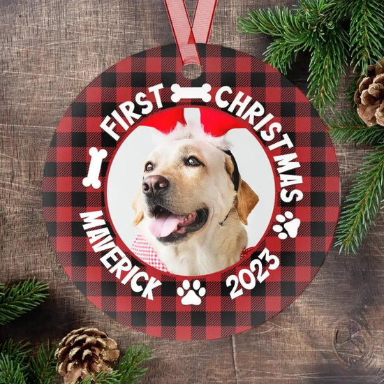 First Holiday 2023 - Custom Photo - Personalized Gifts For Dog Lovers - Ceramic Ornament from PrintKOK costs $ 23.99