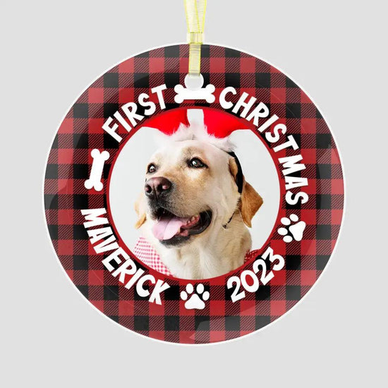 First Holiday 2023 - Custom Photo - Personalized Gifts For Dog Lovers - Ceramic Ornament from PrintKOK costs $ 26.99