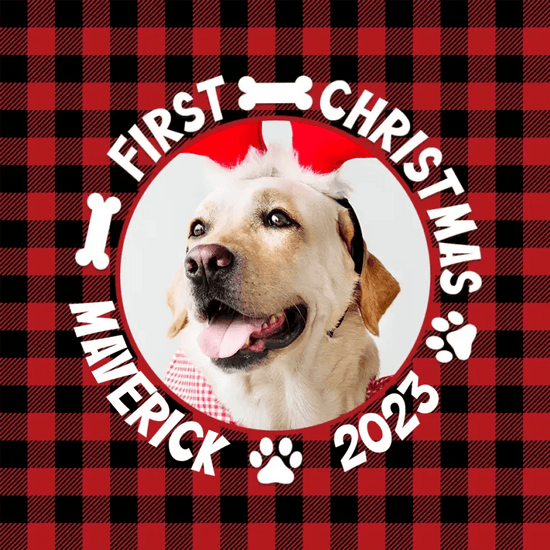 First Holiday 2023 - Custom Photo - Personalized Gifts For Dog Lovers - Ceramic Ornament from PrintKOK costs $ 23.99