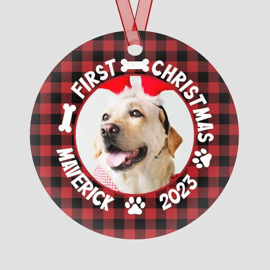 First Holiday 2023 - Custom Photo - Personalized Gifts For Dog Lovers - Ceramic Ornament from PrintKOK costs $ 19.99