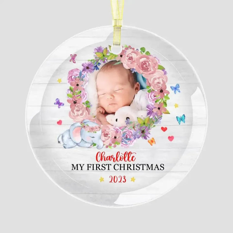 First Winter Holiday - Custom Photo - Personalized Gifts For Baby - Christmas Ball Ornament from PrintKOK costs $ 19.99