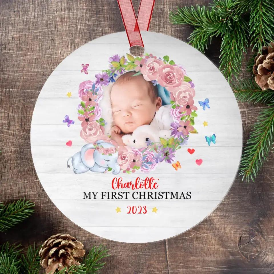 First Winter Holiday - Custom Photo - Personalized Gifts For Baby - Christmas Ball Ornament from PrintKOK costs $ 19.99